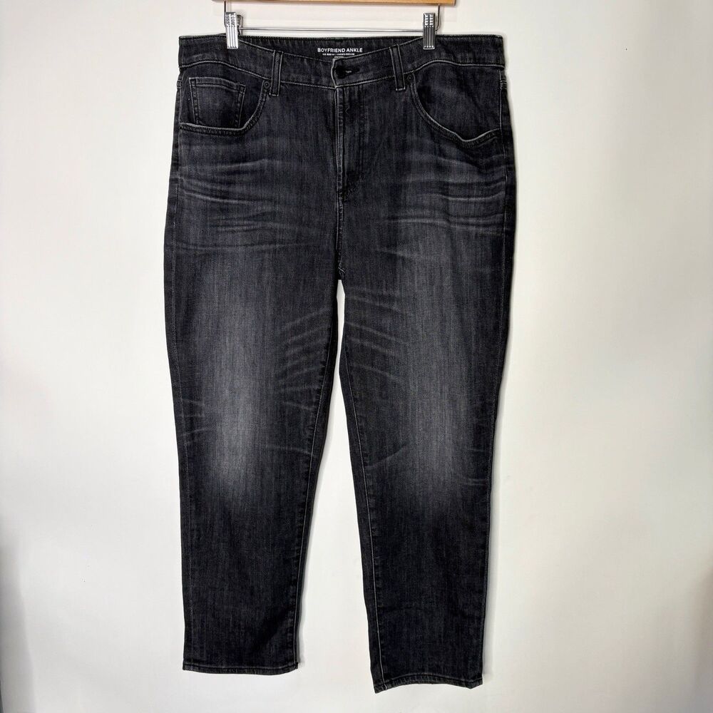 Chico's Boyfriend Ankle Jeans Pants Black High Rise Women Size 14R / 2.5R
